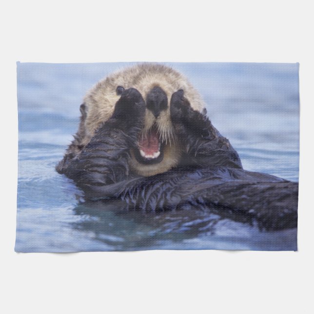 Cute Sea Otter | Alaska, USA Towel (Horizontal)