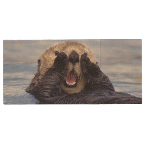 Cute Sea Otter  Alaska USA Wood Flash Drive