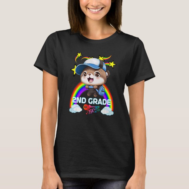 Cute Sea Otter Backpack Baseball Cap 2ND GRADE ROC T-Shirt (Front)