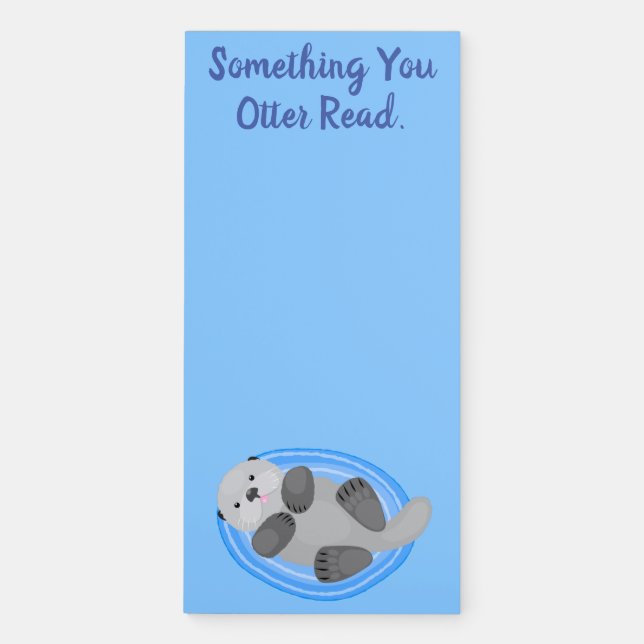 Cute sea otter cartoon illustration notes magnetic notepad (Front)
