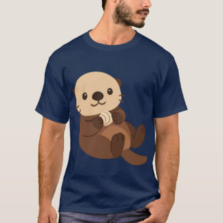 Cute Sea Otter Holding Shell  T-Shirt