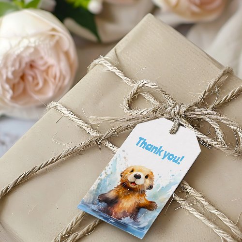 Cute Sea Otter in Water Thank You Personalized Gift Tags