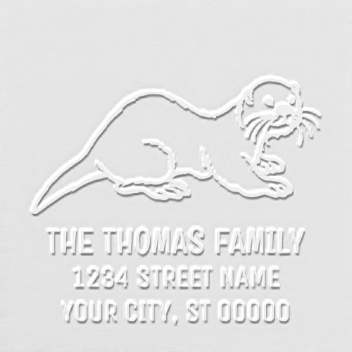 Cute Sea Otter Name Return Address Embosser R