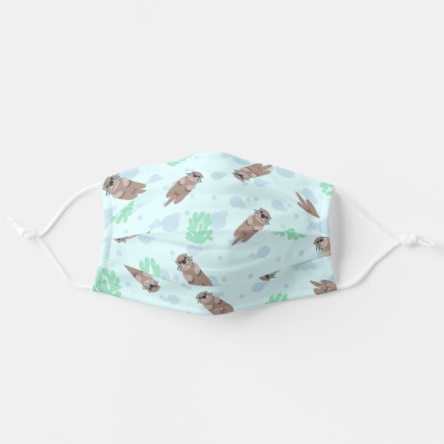 Cute Sea Otter Ocean with Bubbles and Kelp Adult Cloth Face Mask