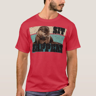 Cute sea otter retro vintage otter otter motif - T-Shirt