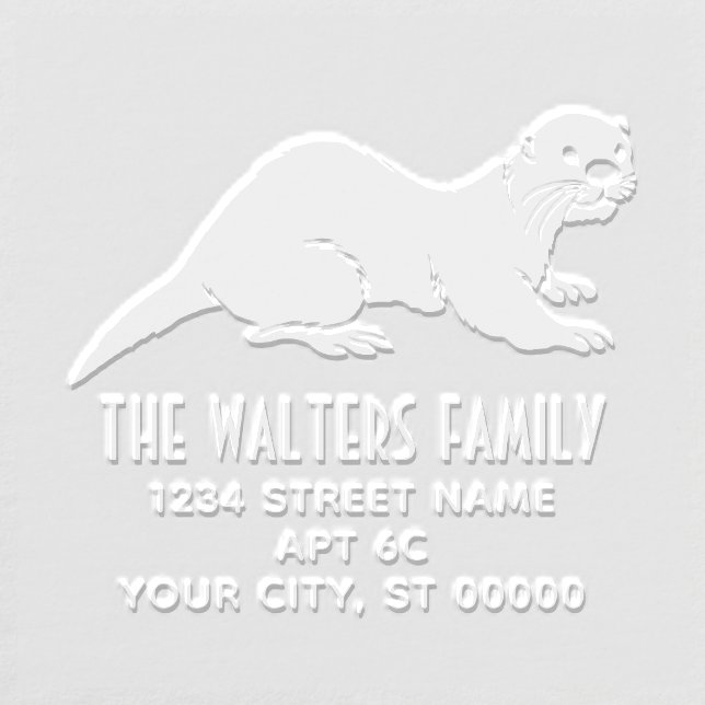Cute Sea Otter Silhouette Name Address Embosser (Design)