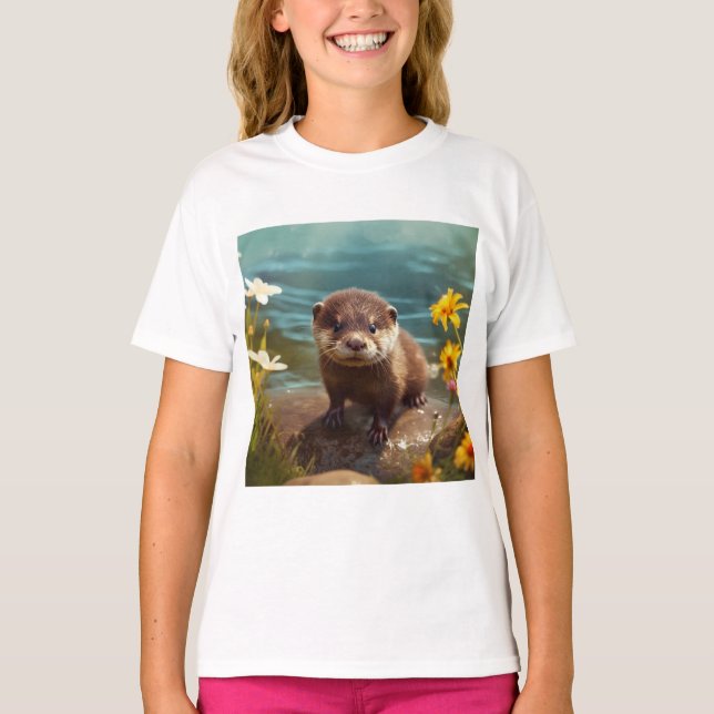 Cute Sea Otter T Shirt - Cute Animal Shirts (Front)