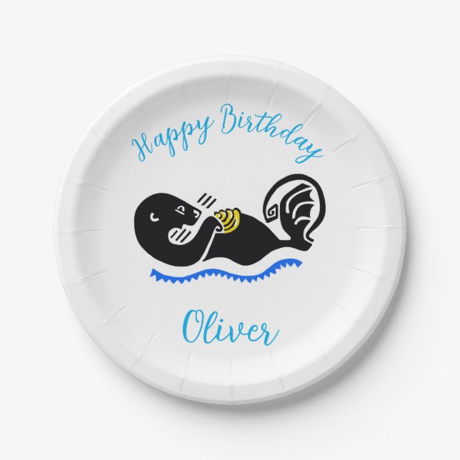 Cute Sea OTTER - Wildlife - Ocean -  party Paper Plates (Front)