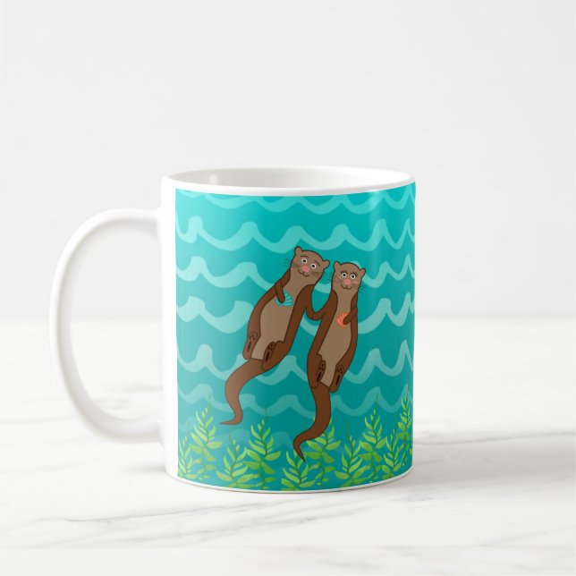 Cute Sea Otters Coffee Mug (Left)