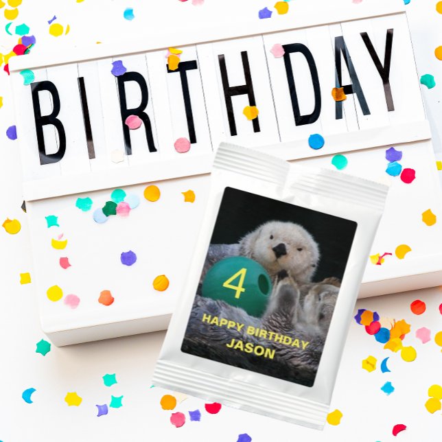 Cute Sea Otters Personalized Child's Birthday Hot Chocolate Drink Mix (In Situ Birthday Party)