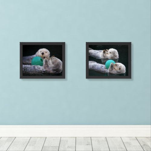 Cute Sea Otters Photographic Wall Art Sets