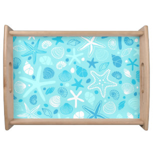 Cute Sea Pattern Serving Tray, Turquoise Decor Tray