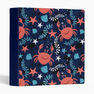 Cute sea pattern with crabs. 3 ring binder