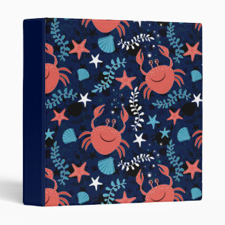 Cute sea pattern with crabs. 3 ring binder