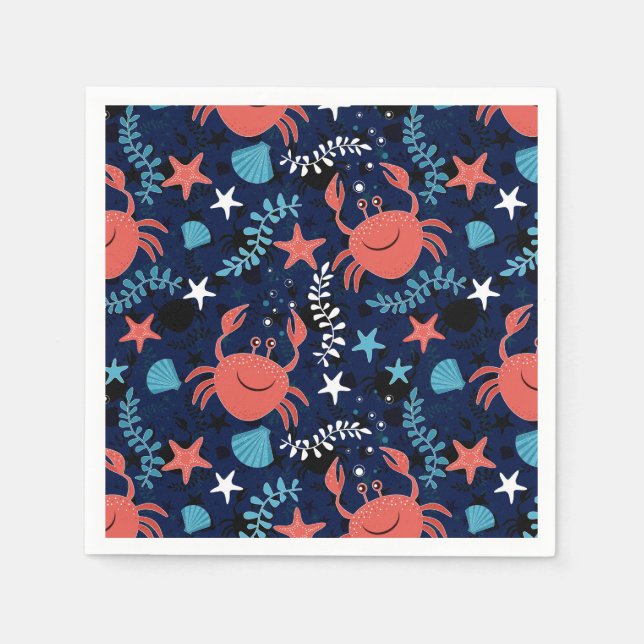 Cute sea pattern with crabs. napkins (Front)