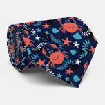 Cute sea pattern with crabs. neck tie