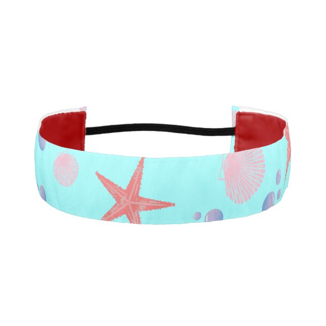 Cute Sea Shell starfish Coastal Summer Ocean Beach Athletic Headband (Front)
