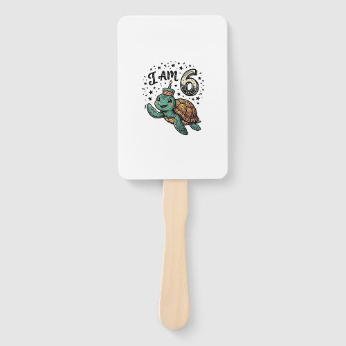 Cute Sea Turtle 6th Birthday Vintage Shirt Design_ Hand Fan