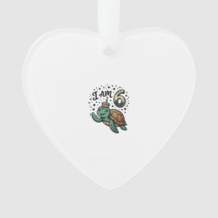 Cute Sea Turtle 6th Birthday Vintage Shirt Design_ Ornament