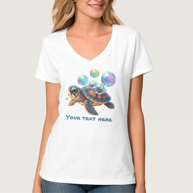 Cute sea turtle add text Plus Size  T-Shirt (Front)