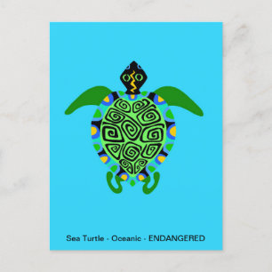 Cute Sea TURTLE - Animal lover -Ocean blue Holiday Postcard
