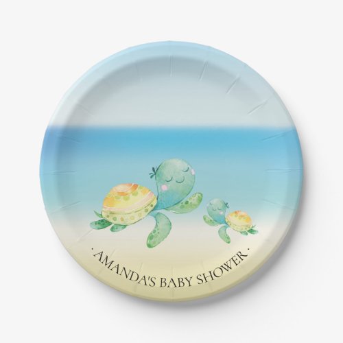 Cute Sea Turtle Baby Shower 7 Plate