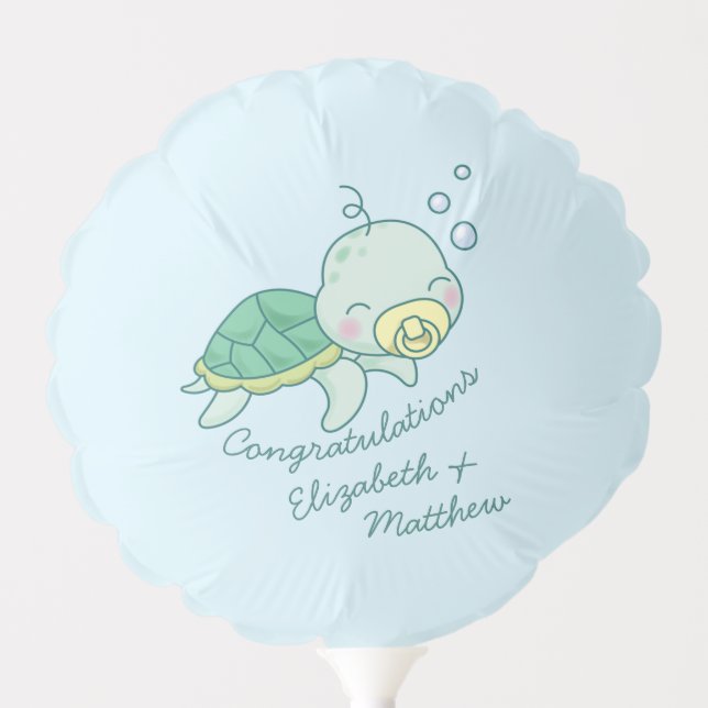 Cute Sea Turtle Baby Shower Kawaii Balloon (Front)