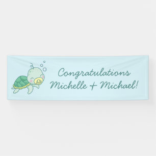 Cute Sea Turtle Baby Shower Kawaii Banner