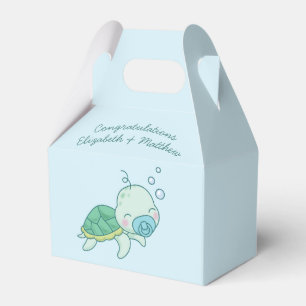 Cute Sea Turtle Baby Shower Kawaii Blue Boy Favor Boxes