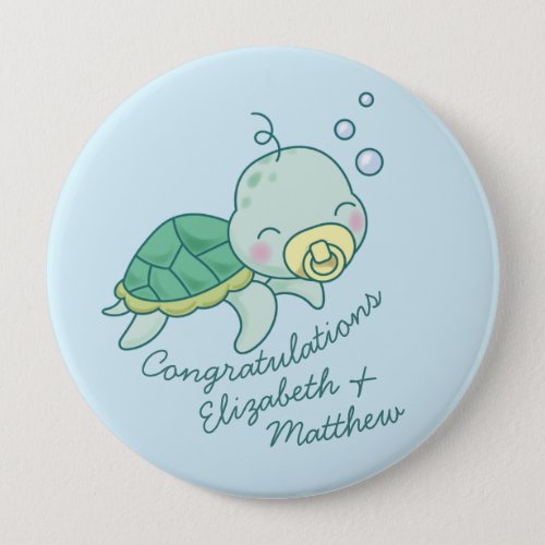 Cute Sea Turtle Baby Shower Kawaii Button
