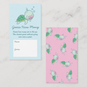 Cute Sea Turtle Baby Shower Kawaii Guess How Many  Enclosure Card