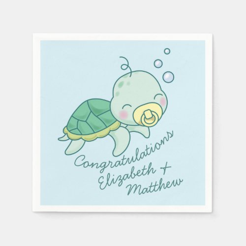 Cute Sea Turtle Baby Shower Kawaii Napkins