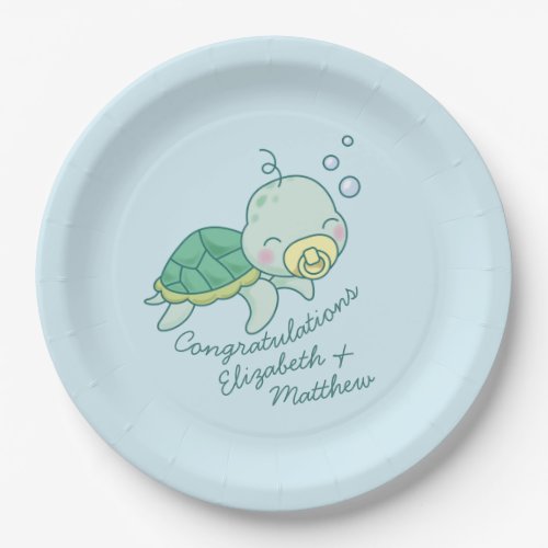 Cute Sea Turtle Baby Shower Kawaii Paper Plates