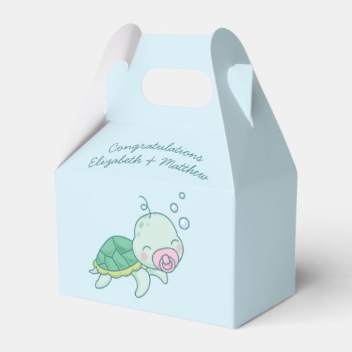 Cute Sea Turtle Baby Shower Kawaii Pink Girl Favor Boxes