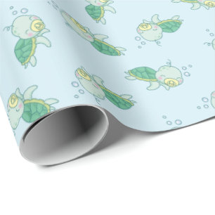 Cute Sea Turtle Baby Shower Kawaii Wrapping Paper