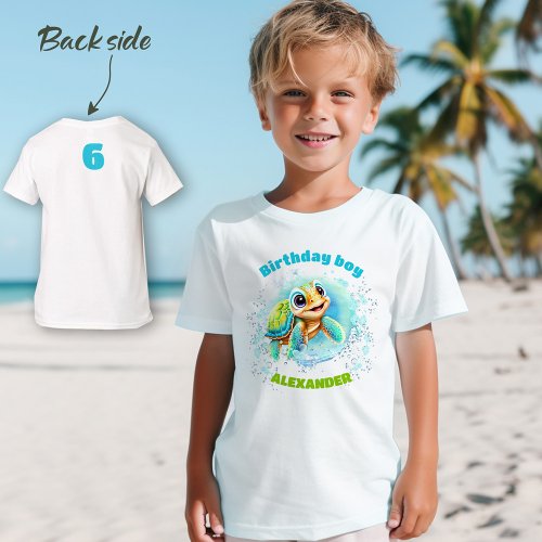 Cute Sea Turtle Birthday Boys T_Shirt