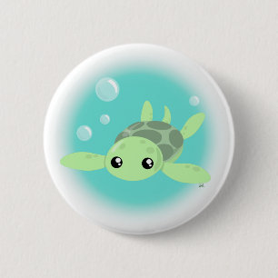 Cute Sea Turtle Button