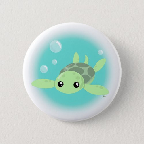Cute Sea Turtle Button
