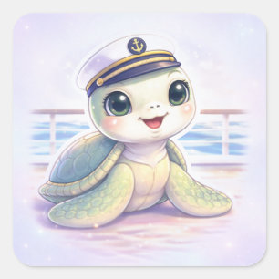 Cute Sea Turtle Captain Sticker
