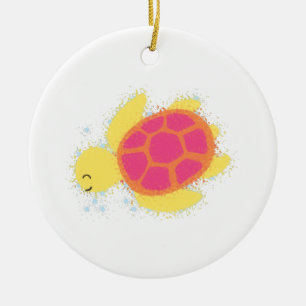 Cute Sea Turtle Ceramic Ornament