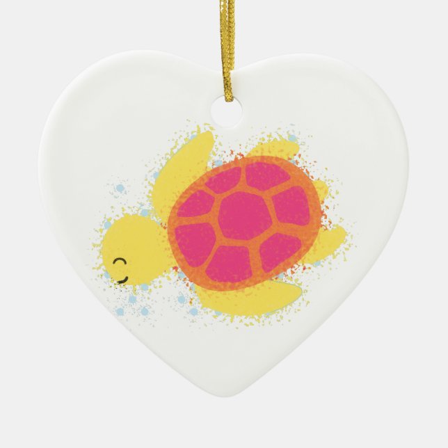 Cute Sea Turtle Ceramic Ornament (Front)