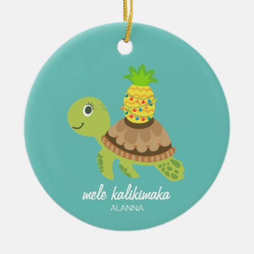 Cute Sea Turtle Christmas Ceramic Ornament