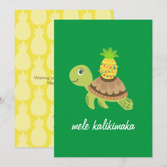 Cute Sea Turtle Christmas Holiday Card (Front/Back)