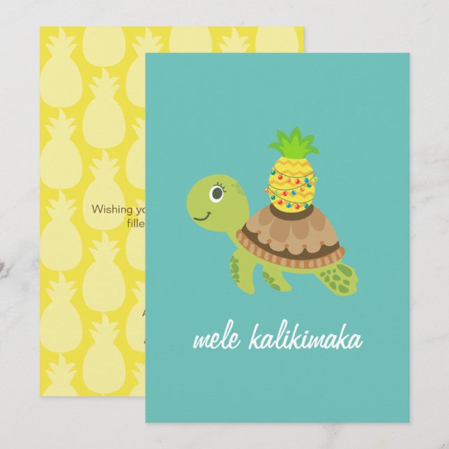 Cute Sea Turtle Christmas Holiday Card (Front/Back)