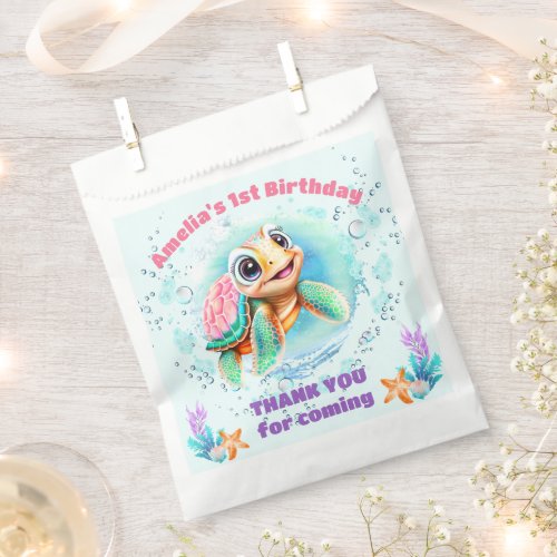Cute Sea Turtle Colorful 1st Birthday favor Bag