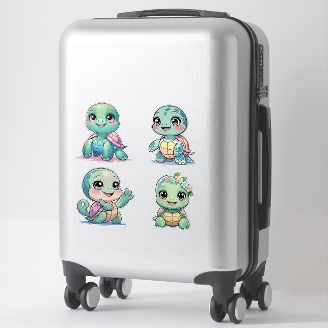 Cute Sea Turtle Custom-Cut Vinyl Sticker (Suitcase)
