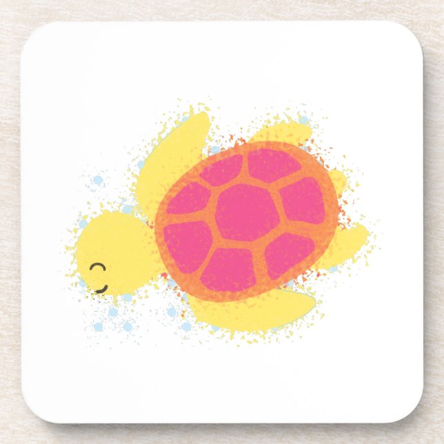 Cute Sea Turtle Drink Coaster (Front)