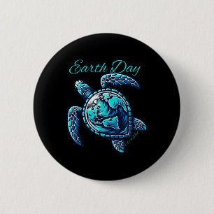 Cute Sea Turtle Earth Day 2025 Kidstoddler Button