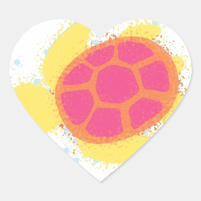 Cute Sea Turtle Heart Sticker (Front)