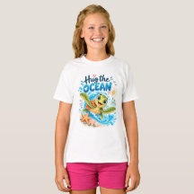Cute Sea Turtle Hug The Ocean T-Shirt | Ocean Love